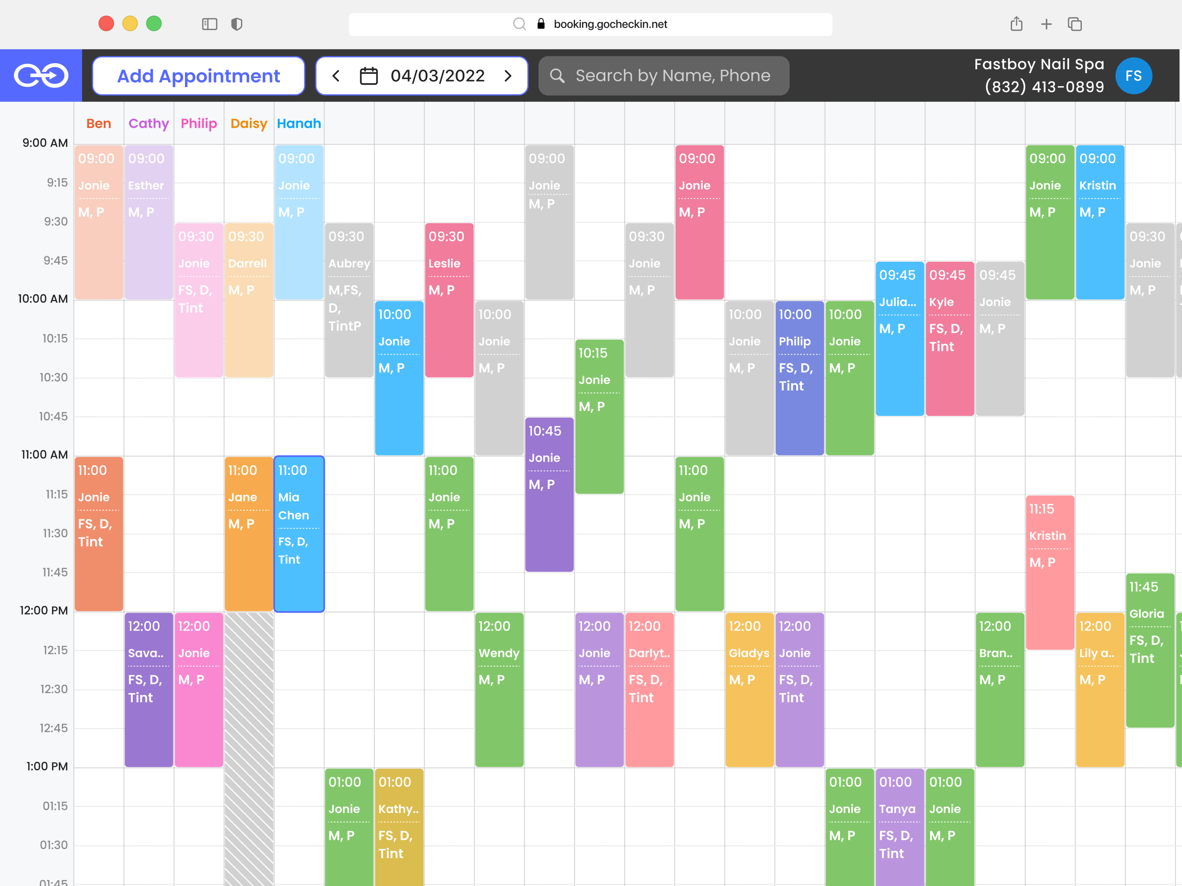 Go Booking calendar dashboard