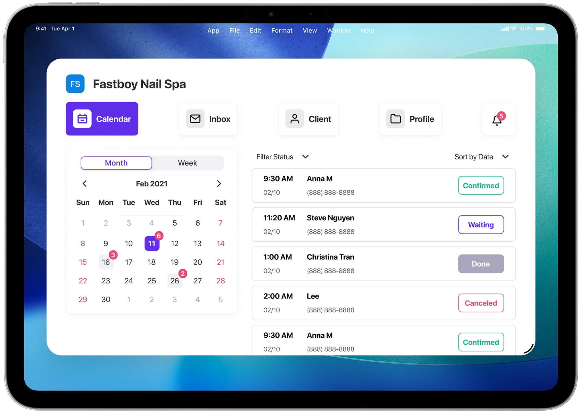 Go Booking calendar interface
